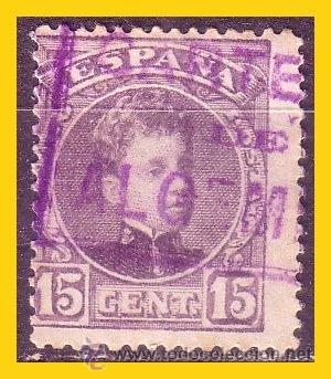 Stamps: 1901 Alfonso XIII cadete, EDIFIL n&ordm; 245 (o) matasello carter&iacute;a ALGEMES&Iacute; (VALENCIA)