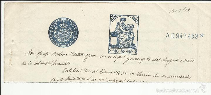 Francobolli: cabecera documento notarial 1919 serradilla ver foto