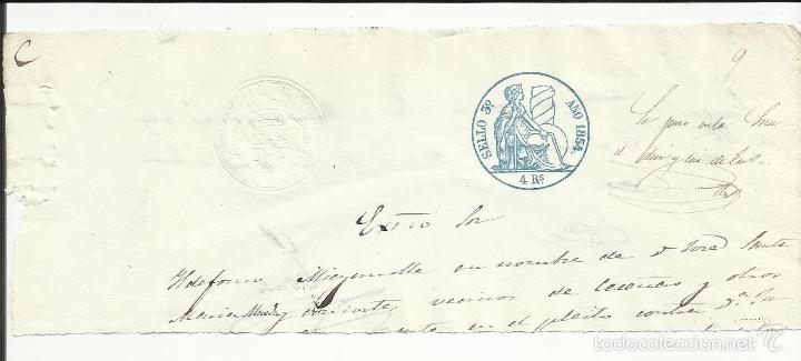 Sellos: cabecera documento notarial 1854 cece&ntilde;ero - Foto 1