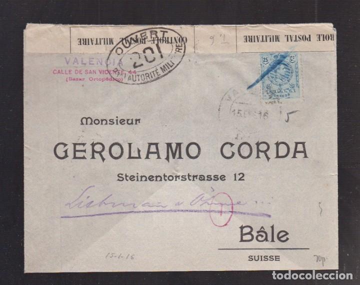 Sellos: 1916.- VALENCIA A SUIZA - Foto 1