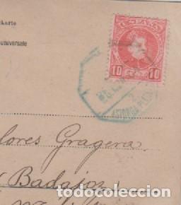 Francobolli: Ambulante Astorga Plasencia. sobre tarjeta postal de la letra M. Circulada 28 noviembre 1904