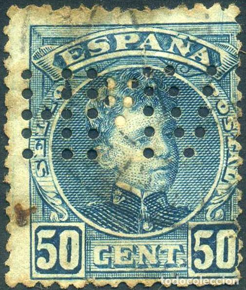 Sellos: ed 252, 50 c. cadete, perforado, perfins HMV - Foto 1