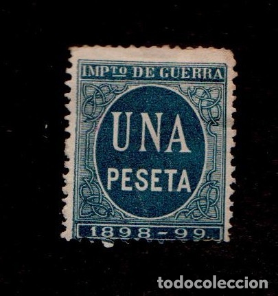 Briefmarken: 0552 FISCAL PARA IMPUESTO DE GUERRA 1 PESETAS. AZUL A&Ntilde;OS 1898-99