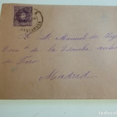 Sellos: CARTA POSTAL CON SELLO ALFONSO XIII. FRANQUEO SANTANDER. ESCUELA CENTRAL DE TIRO DE MADRID. 1914. Lote 175653648