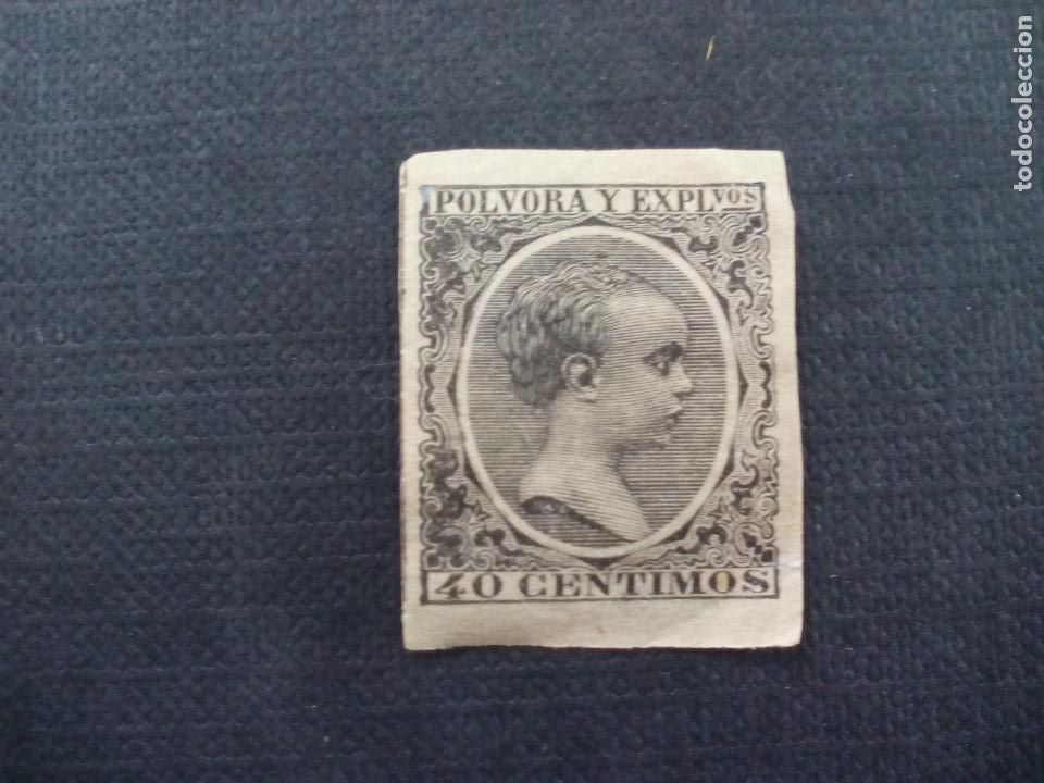 Selos: FISCALES SELLO ALFONSO XIII. Pel&oacute;n POLVORA Y EXPLOSIVOS. 40 CENTIMOS FISCAL
