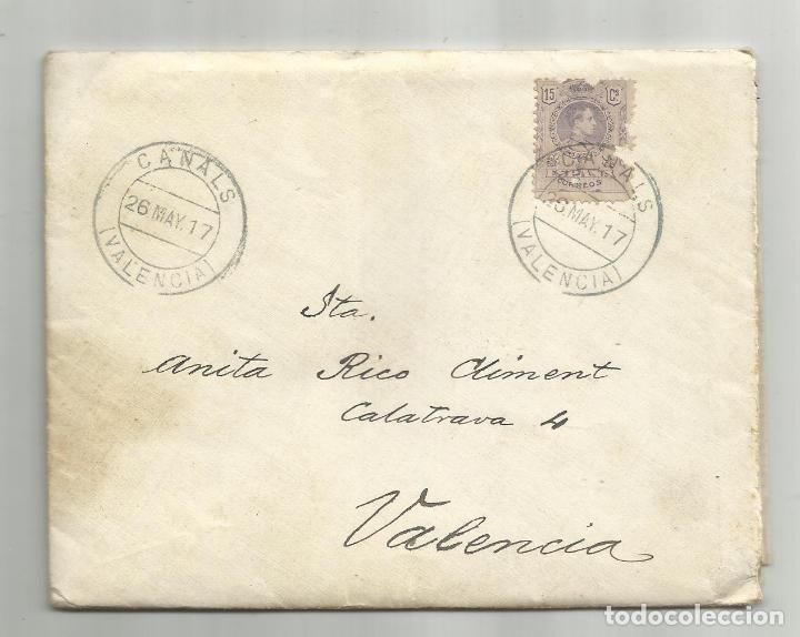 Sellos: circulada 1917 DE CANALS A VALENCIA - Foto 1
