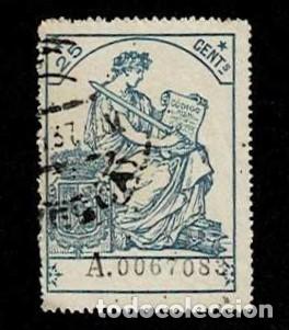 Francobolli: 0411 FISCAL Corona Real   asterisco 25 CENTS asterisco  Serie A  azul