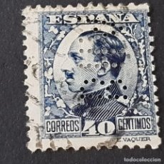 Sellos: ESPAÑA, 1930, ALFONSO XIII, EDIFIL 497, TALADRADO B.H.A, BANCO HISPANO AMERICANO, ( LOTE AR )