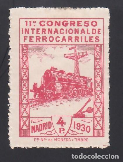 ESPAÑA, 1930 EDIFIL Nº 480 /*/, 4 PTS CARMÍN, CONGRESO INTERNACIONAL DE FERROCARRILES, (Sellos - España - Alfonso XIII de 1.886 a 1.931 - Nuevos)