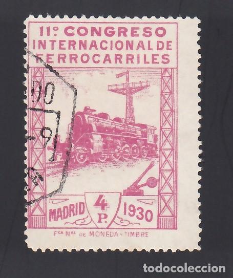 ESPAÑA, 1930 EDIFIL Nº 480, 4 PTS CARMÍN, CONGRESO INTERNACIONAL DE FERROCARRILES, (Sellos - España - Alfonso XIII de 1.886 a 1.931 - Usados)