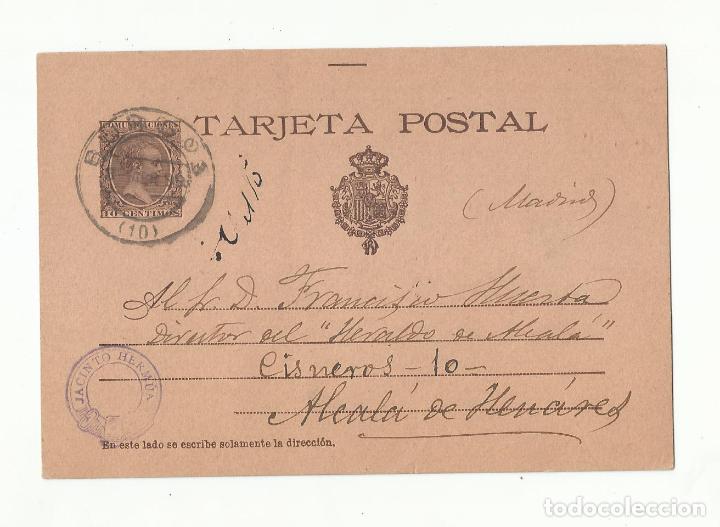 TARJETA ENTERO POSTAL EDIFIL 36 CIRCULADA 1899 DE BURGOS A ALCALA DE HENARES MADRID (Sellos - España - Alfonso XIII de 1.886 a 1.931 - Cartas)