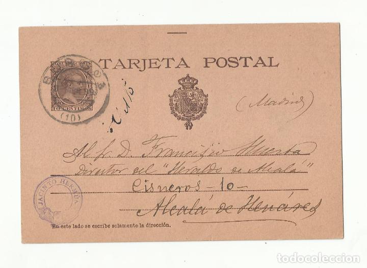 Sellos: TARJETA ENTERO POSTAL EDIFIL 36 CIRCULADA 1899 DE BURGOS A ALCALA DE HENARES MADRID