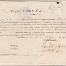 Sellos: FRANQUICIA EN DOCUMENTO CON CARTERÍA DE CEDEIRA (LA CORUÑA ) REFERENTE A LAS ELECCIONES 1897