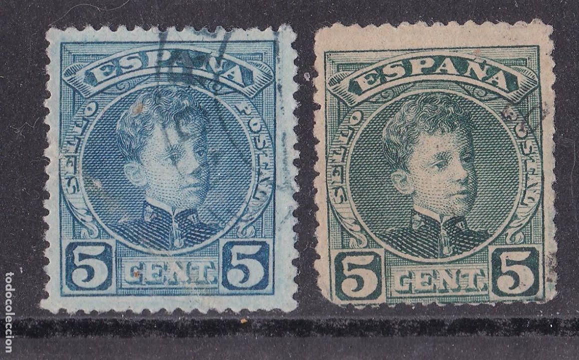 Francobolli: AA7- ALFONSO XIII Cadete 5 Cts Variedad AZUL