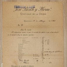 Sellos: TARIFA DE PRECIOS CON SELLO DE JOSE BOSCH HERM°. QUINTANAR 1894.