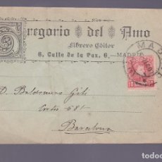 Sellos: F2-33- TARJETA ILUSTRADA LIBRERO GREGORIO DEL AMO MADRID 1907. Lote 362593945