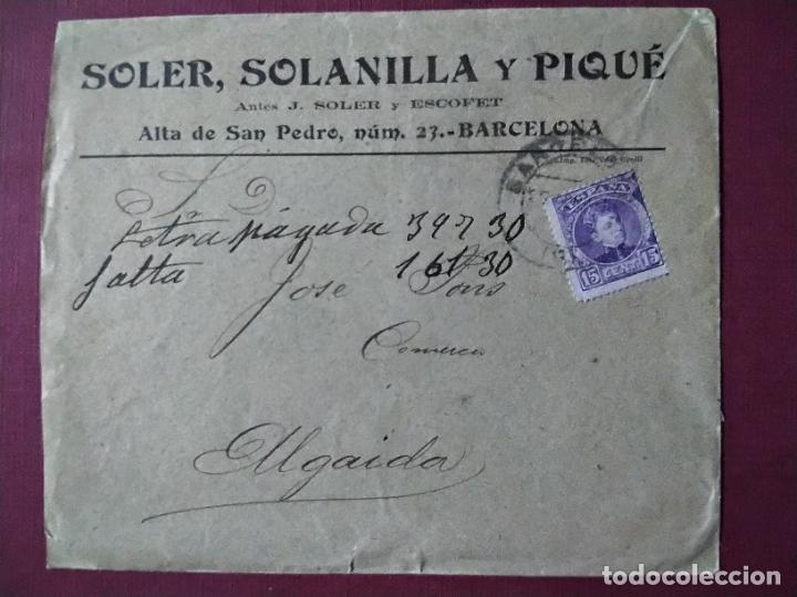 Sellos: circulada 1908 de barcelona a algaida baleares - Foto 1