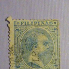 Sellos: SELLO - ESPAÑA - FILIPINAS - ALFONSO XIII - 2 CTS. DE PESO - EDIFIL 123 - AZUL CLARO - 1896-1897