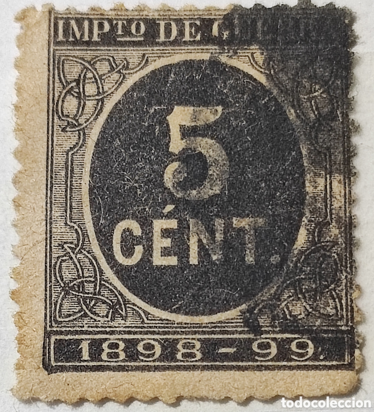 Sellos: Espa&ntilde;a 5 c&eacute;ntimos 1898 - Foto 1