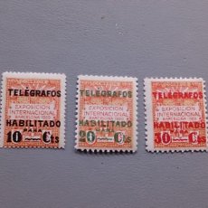 Sellos: ESPAÑA - 1930 - BARCELONA TELEGRAFOS - EDIFIL 1/3 - SERIE COMPLETA - MH* - NUEVOS