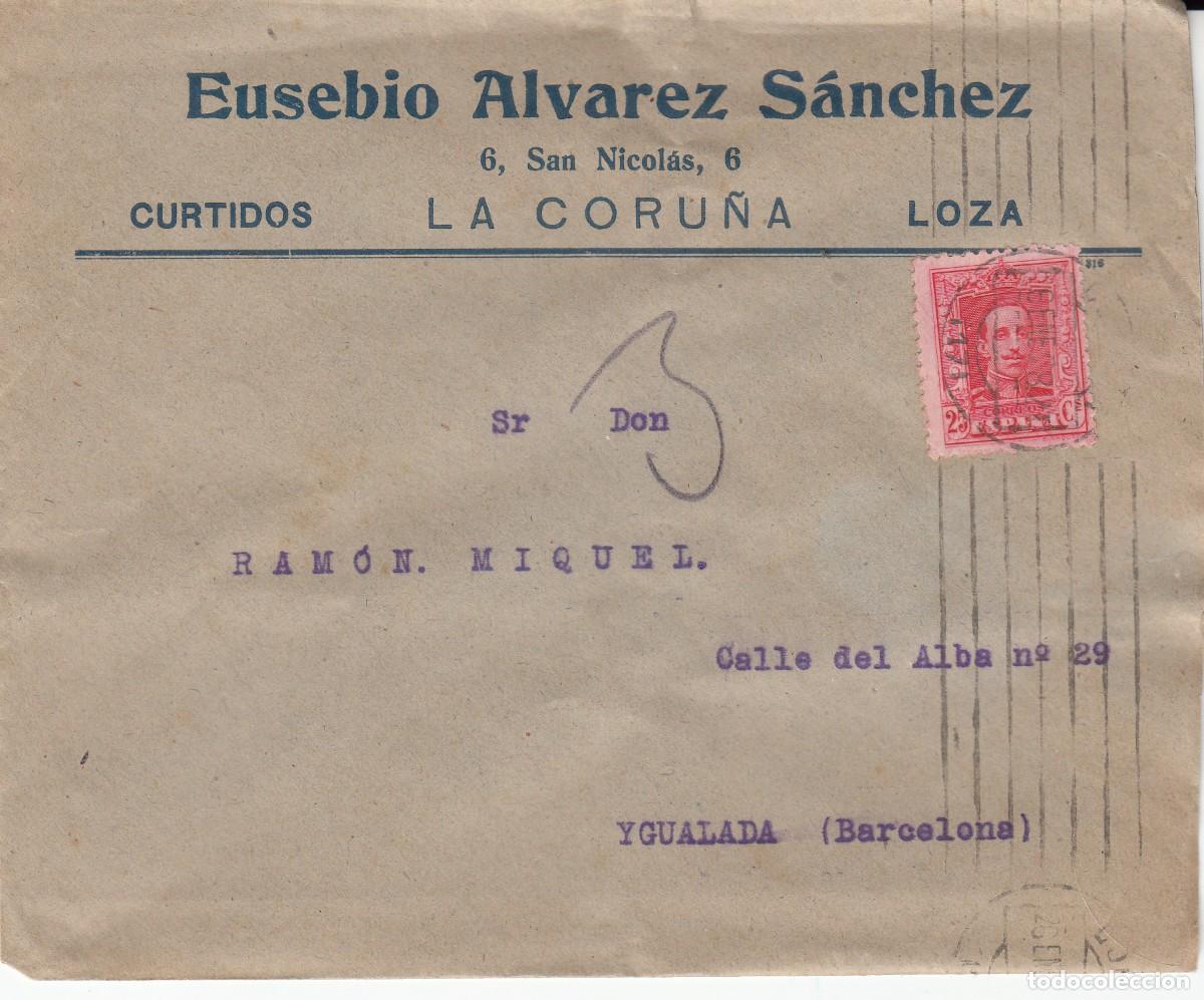 Sellos: SOBRE DE CURTIDOS DE EUSEBIO ALVAREZ SANCHEZ EN LA CORU&Ntilde;A - Foto 1