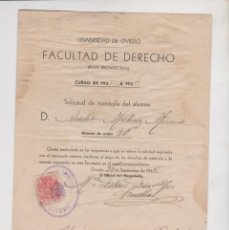 Sellos: LOTE (78) FACULTAD DE DERECHO UNIVERSIDAD DE OVIEDO ASIGNATURAS SELLO VIÑETA AÑO 1936