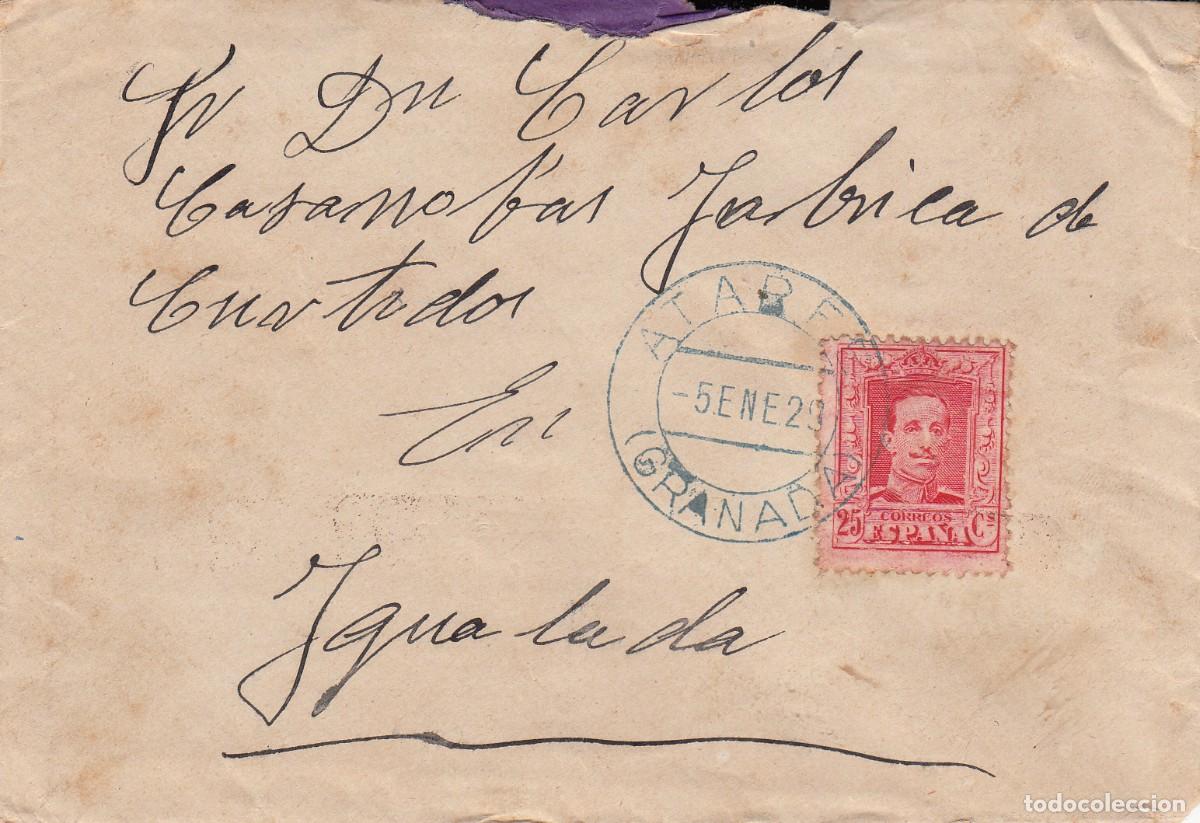 Sellos: SOBRE CON MATASELLOS DE ATARFE (GRANADA) - 1929 - Foto 1