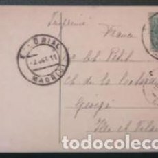 Sellos: POSTAL ENVIADA ESCORIAL - MADRID A GEVEZE -FRANCIA . ALFONSO XIII 1911