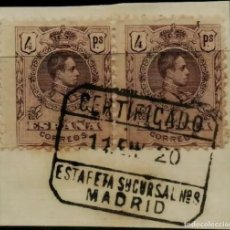 Sellos: FA4950. 1920, FRAGMENTO DE CORREO CERTIFICADO DE MADRID