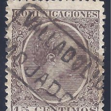 Sellos: EDIFIL 219 ALFONSO XIII. TIPO PELÓN. 1889-1901. CARTERÍA DE MOJADOS (VALLADOLID).