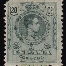 Sellos: ESPAÑA, 1909 EDIFIL Nº 272 /*/, 20 C. VERDE BRONCE