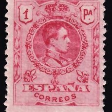Sellos: ESPAÑA, 1909 EDIFIL Nº 278A /*/, 1 P. ROSA ROJIZO.