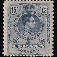 Sellos: ESPAÑA, 1909 EDIFIL Nº 270EC /**/, 15 C. AZUL, [ERROR DE COLOR.] [SIN FIJASELLOS.]