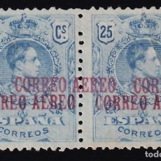 Sellos: ESPAÑA, 1920 EDIFIL Nº 294HH (*), 25 C. AZUL. PAREJA, [HABILITACIÓN DOBLE.]