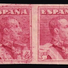 Sellos: ESPAÑA, 1922 EDIFIL Nº 322 (*), 4 P. CARMÍN, PAREJA, [ENSAYO DE COLOR, PAPEL CARTÓN.]