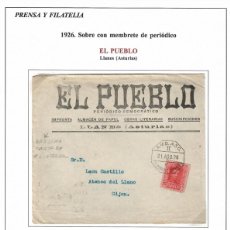 Sellos: ALFONSO XIII VAQUER LLANES ASTURIAS AMBULANTE SANTANDER OVIEDO 1926 PERIODICO EL PUEBLO PUBLICIDAD