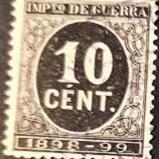 Sellos: EDIFIL 237 SELLOS IMPUESTO DE GUERRA 1898 1890 10 CENT USADOS