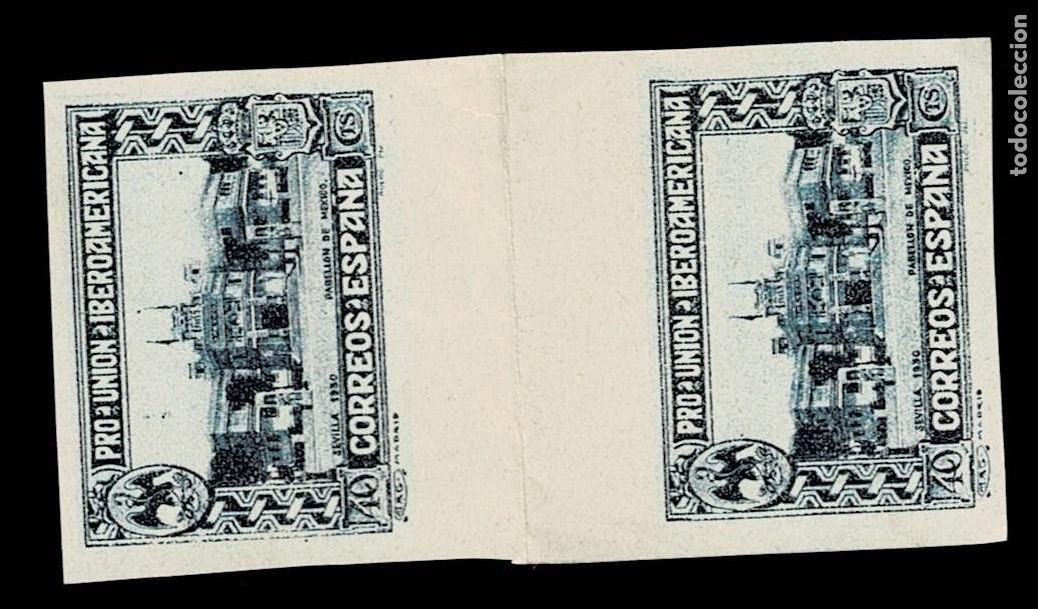 Sellos: L33-9 PRO UNION IBEROAMERICANA n&ordm; 576 (Pabellon de Mexico) Valor 40 cts Color AZUL CON INTERPANEL
