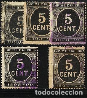 Sellos: 5 SELLOS EDIFIL 236 IMPUESTO DE GUERRA