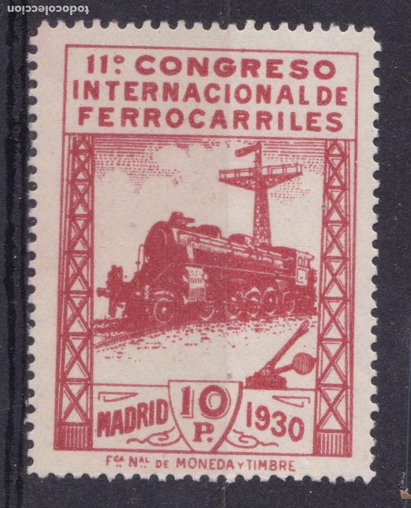 Selos: SS6-FERROCARRILES 10 Ptas Edifil 481. Cambio COLOR ROJO (*) Falso Filat&eacute;lico LUJO