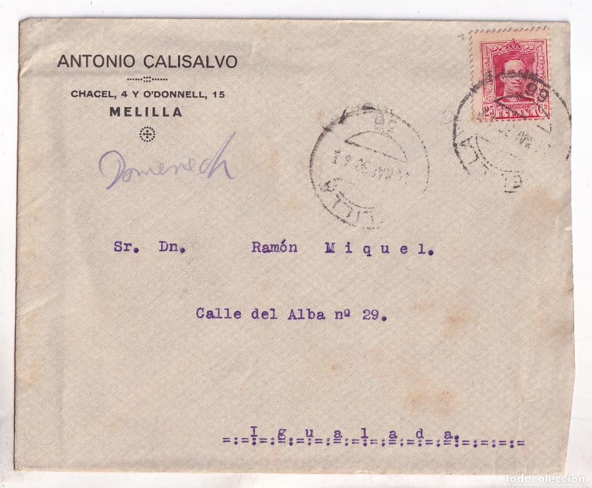 Sellos: SOBRE. MELILLA. 1930. VAQUER - Foto 1