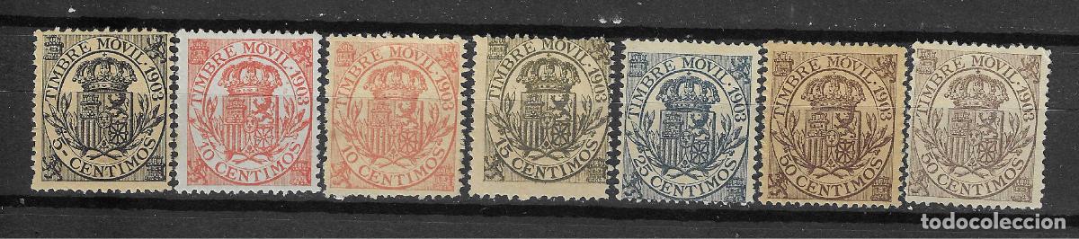 Sellos: FISCALES TIMBRE MOVIL 1903 GALVEZ 120/124 CON 121A NUEVOS