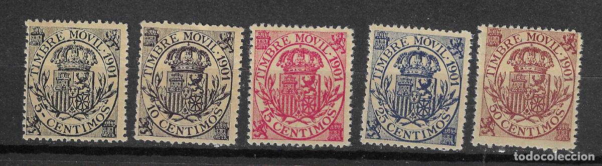 Sellos: FISCALES TIMBRE MOVIL 1901 GALVEZ 110/114 NUEVOS