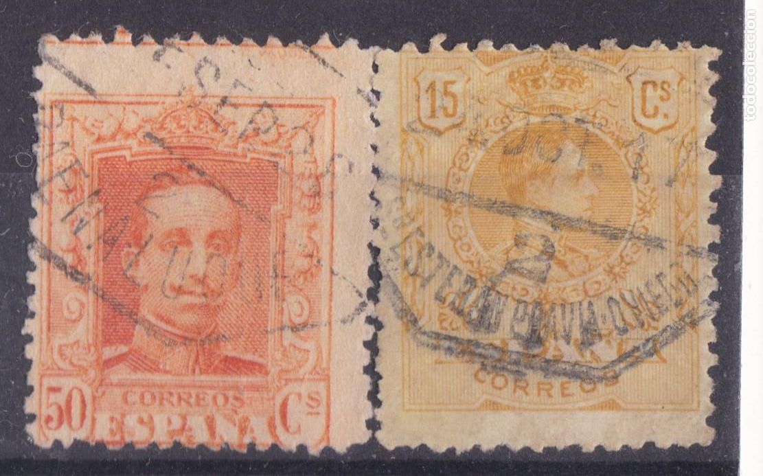 Sellos: SS12-Alfonso XIII AMBULANTES 2 Baena-Luque y 2 San esteban Pravia- Oviedo