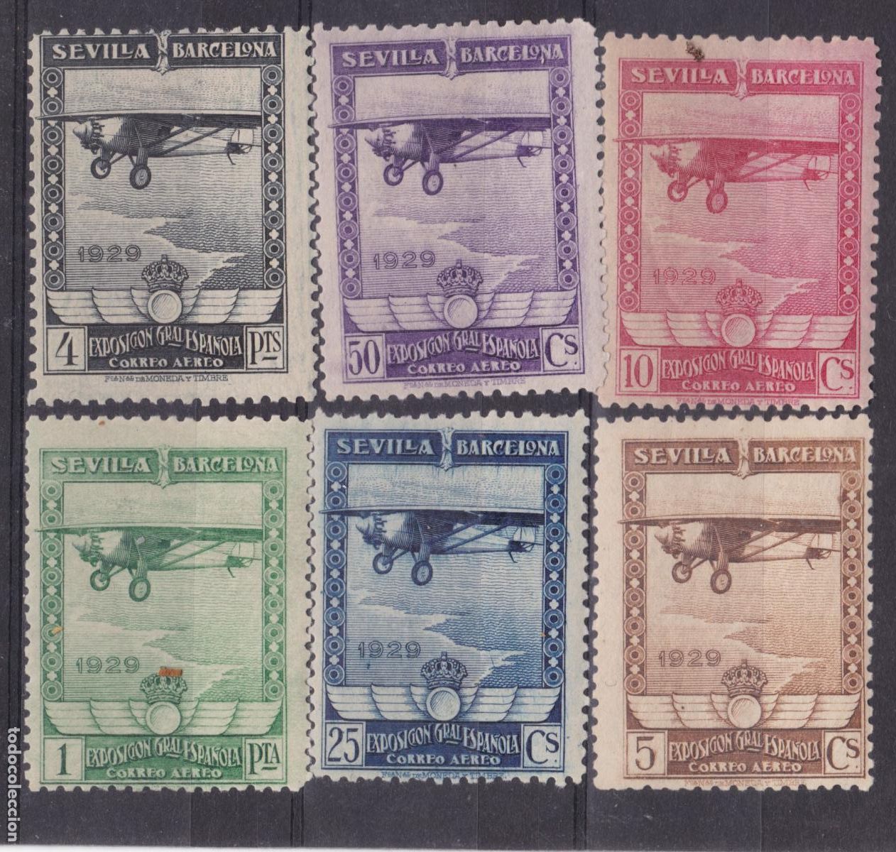 Sellos: SS27- Expo Sevilla-Barcelona AEREOS Edifil 448/53 Nuevos * Con Fijasellos .