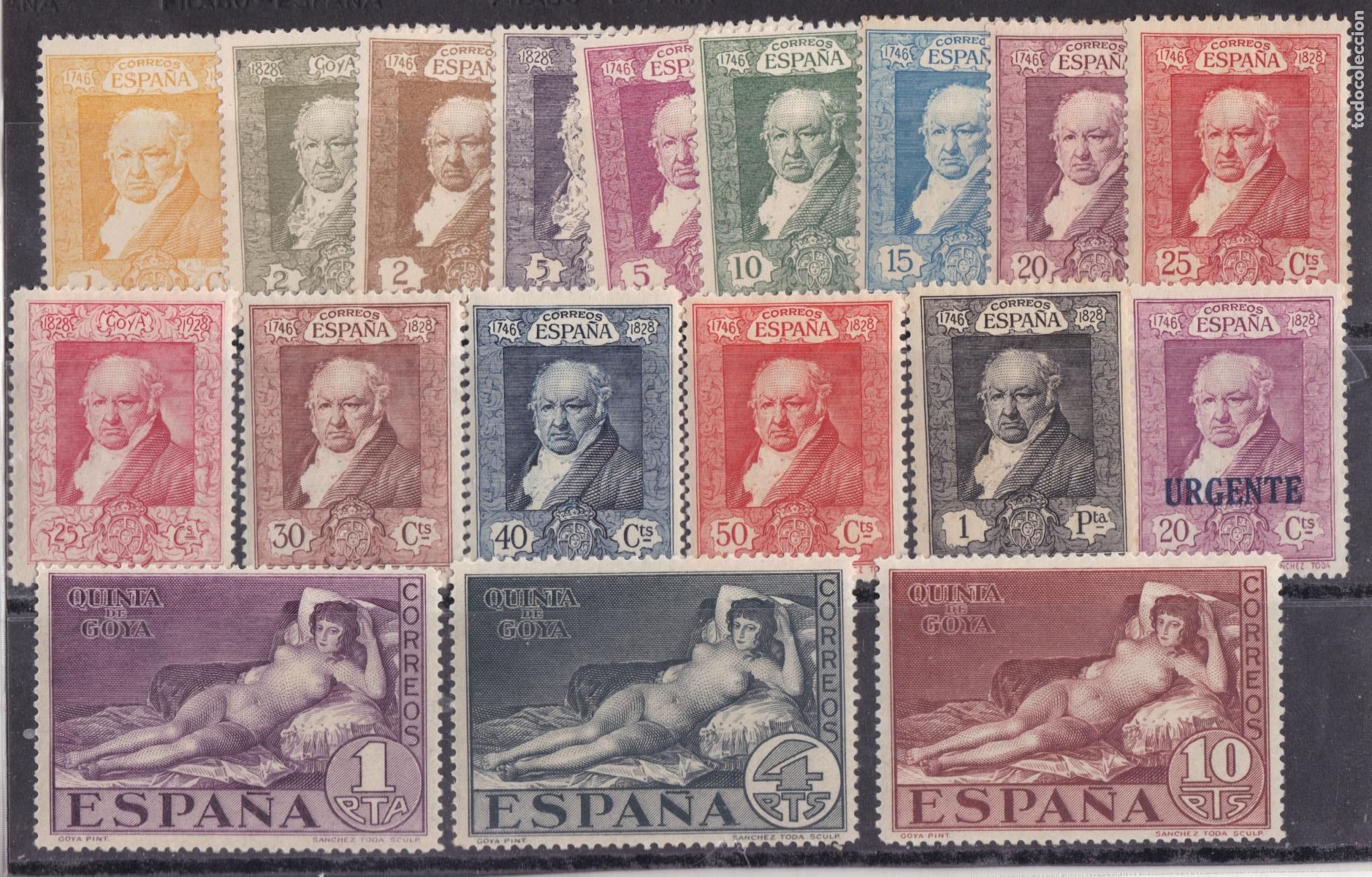 Briefmarken: SS40- GOYA Edifil 499/516 Nuevos * Con Fijasellos . Bien Centrados