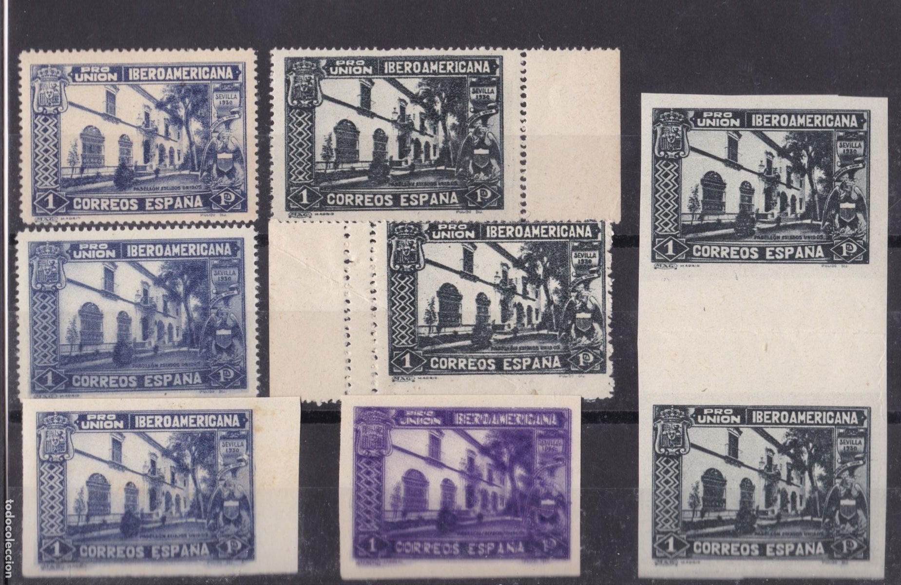 Sellos: SS35- IBEROAMERICANA 1 Pta x 9 Sellos VARIEDADES