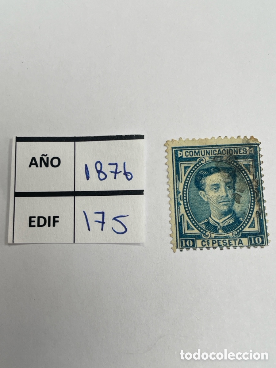 Sellos: Espa&ntilde;a 1876 Edifil 175 &ndash; Alfonso XII &ndash; 10 c&eacute;ntimos &ndash; Sello cl&aacute;sico usado