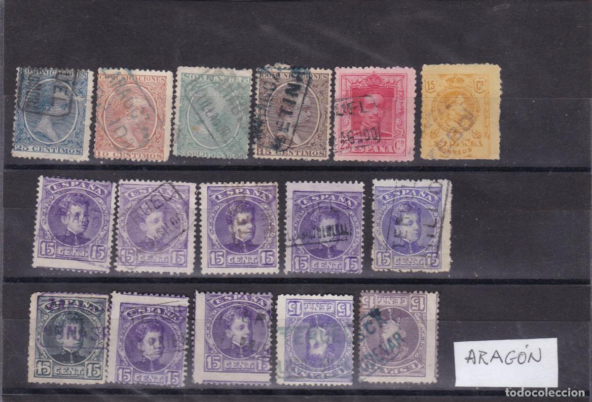 Sellos: SS19- Alfonso XIII Lote 16 Sellos MATASELLOS CARTERIAS ARAGON