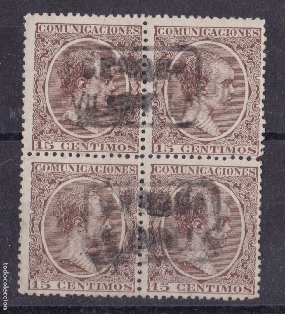 Sellos: SS45- Alfonso XIII Pel&oacute;n Bloque 4 Matasellos Carter&iacute;a VILLAMALLA Gerona